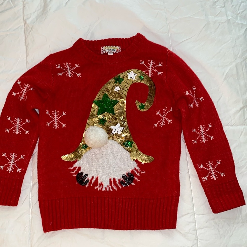 Poof Girl Gnome Xmas Sweater size 4 girls